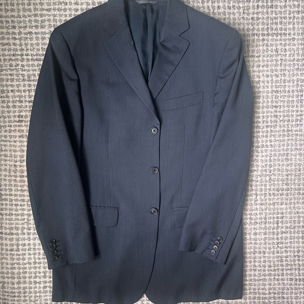 Barneys New York Blue Suit with Notched Lapels